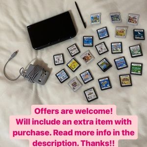Nintendo ☀️ 3DS XL Black 2010-2011 Perfect Condition + 23 Games + Charger